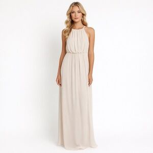 Show Me Your Mumu Amanda Maxi Dress Small Cream Tan Open Back Bridesmaid